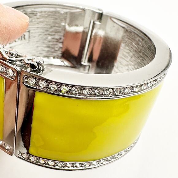 Ann Taylor Yellow Enamel Bracelet  Wide Bangle Magnetic Closure Preppy Jewelry - Picture 5 of 11